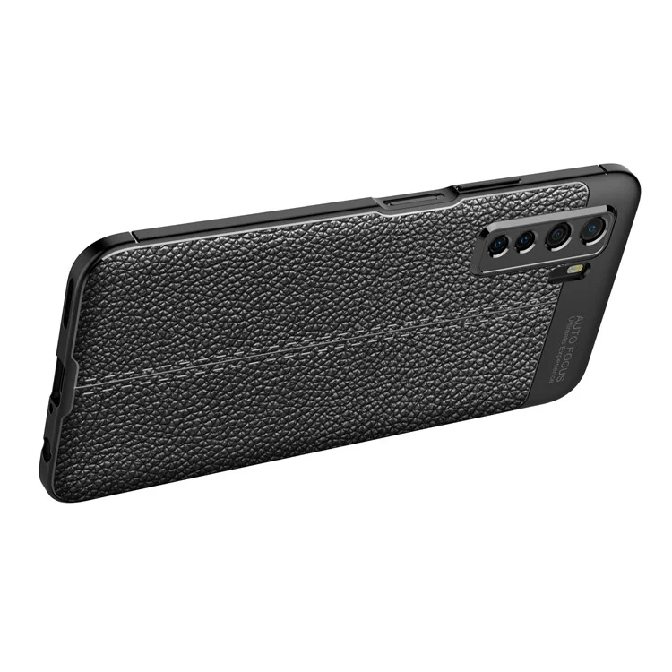 Litchi Textura Soft TPU Celular Shell Para Huawei Nova 7 SE/P40 Lite 5G - Preto