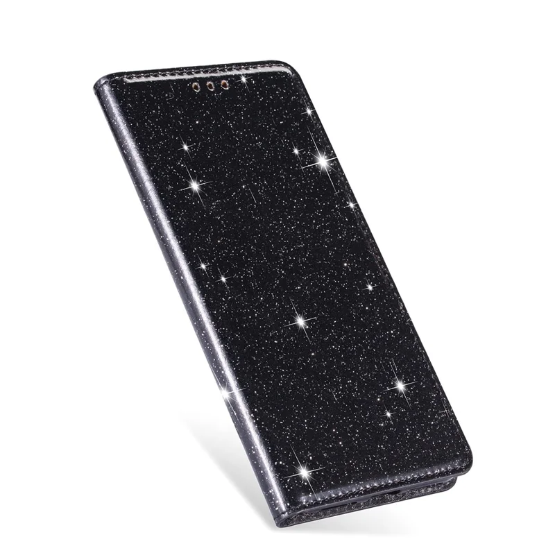 Flash Pó Auto-absorção De Couro Capa De Suporte Para Huawei P40 Lite / Nova 6 SE / Nova 7i - Preto