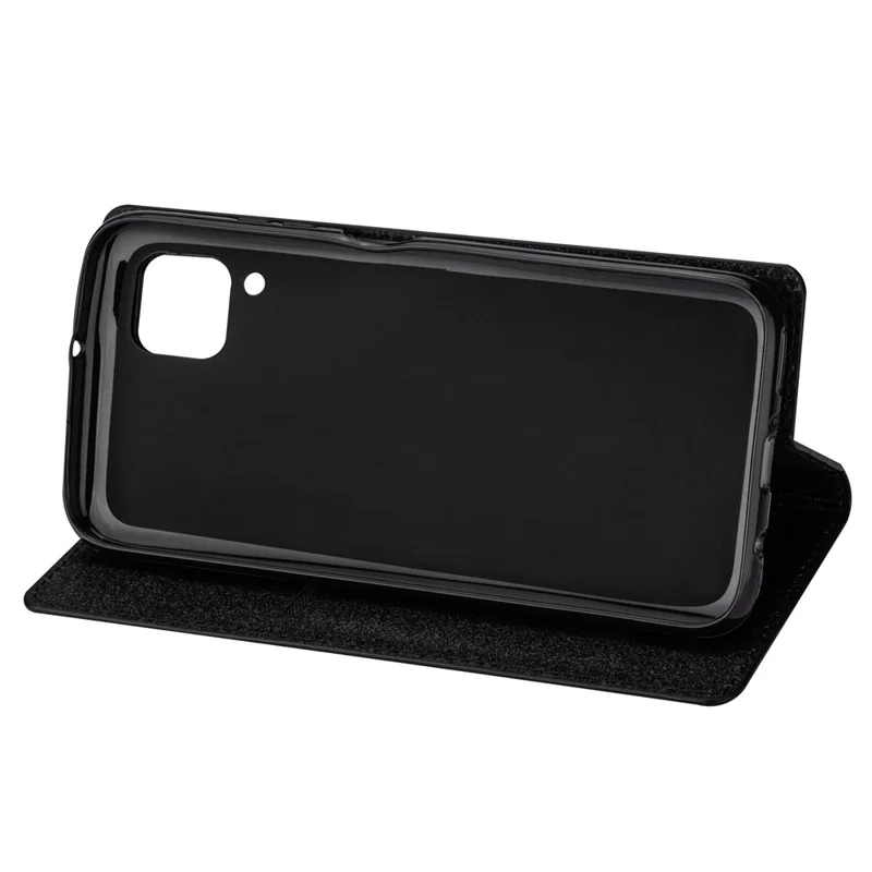 Blitzpulver Auto-absorbierte Leder-Cover-Stand-Shell Für Huawei P40 Lite / Nova 6 SE / NOVA 7I - Schwarz