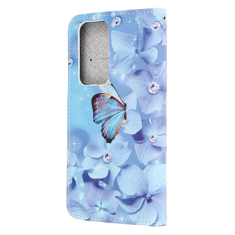 Cross Texture Pattern Printing Leather Wallet Cover with Strap for Huawei P40 - Butterfly and Flower