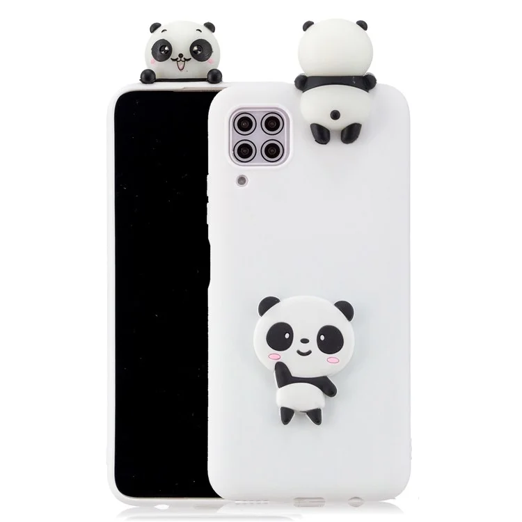 Coque de téléphone arrière en TPU souple 3D Doll Decor pour Huawei P40 Lite/Nova 6 SE/Nova 7i - Panda/Blanc