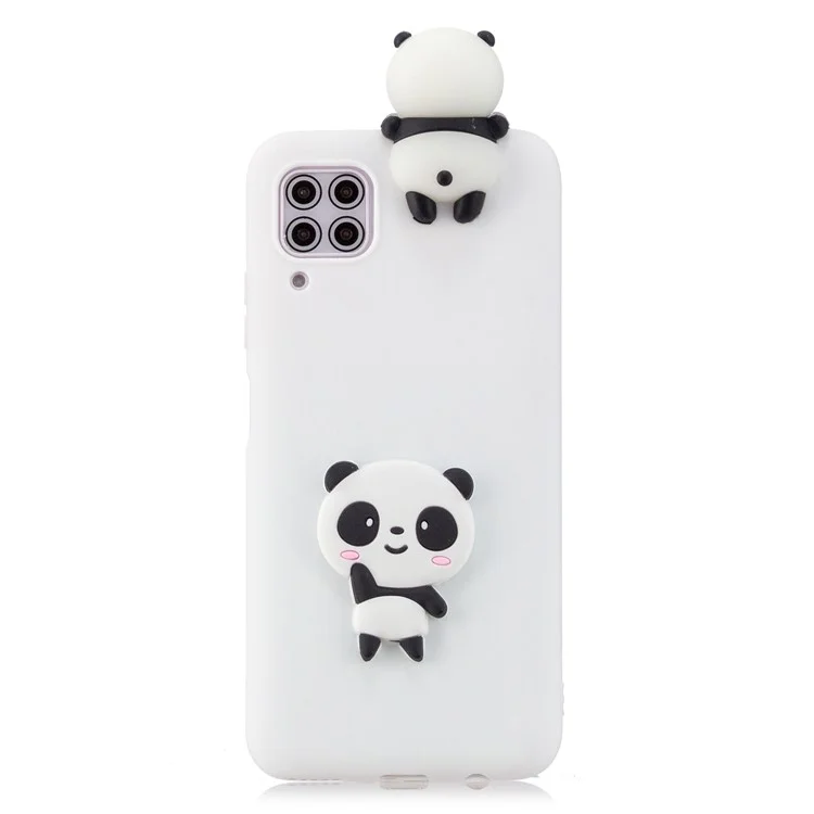 Coque de téléphone arrière en TPU souple 3D Doll Decor pour Huawei P40 Lite/Nova 6 SE/Nova 7i - Panda/Blanc