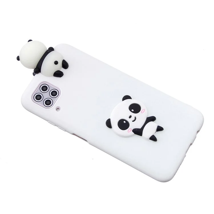 Coque de téléphone arrière en TPU souple 3D Doll Decor pour Huawei P40 Lite/Nova 6 SE/Nova 7i - Panda/Blanc
