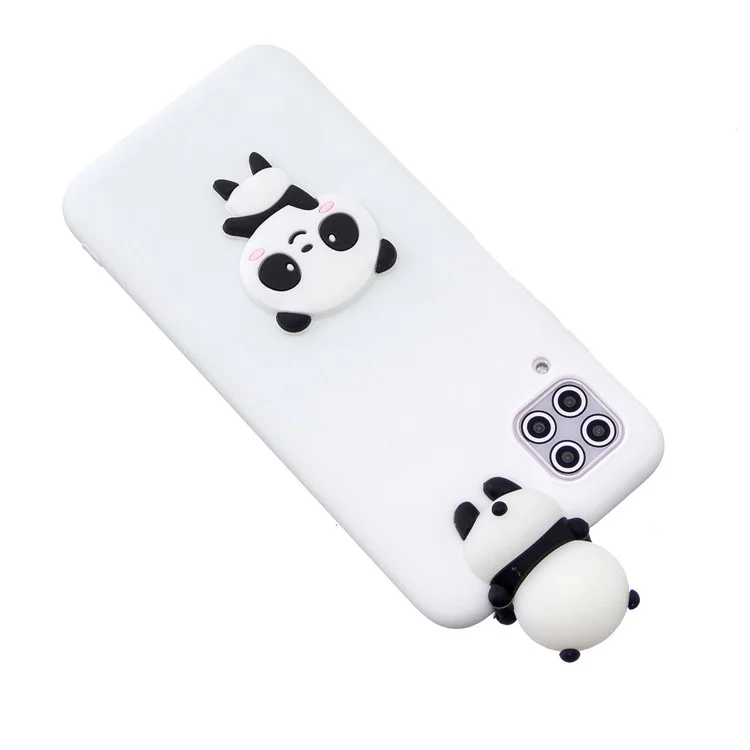 Coque de téléphone arrière en TPU souple 3D Doll Decor pour Huawei P40 Lite/Nova 6 SE/Nova 7i - Panda/Blanc