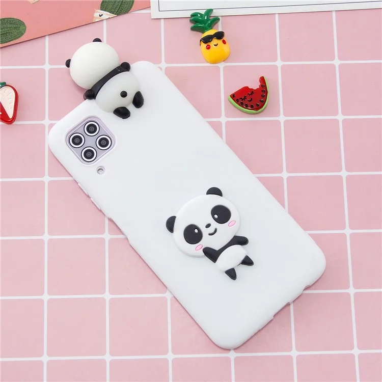 Coque de téléphone arrière en TPU souple 3D Doll Decor pour Huawei P40 Lite/Nova 6 SE/Nova 7i - Panda/Blanc