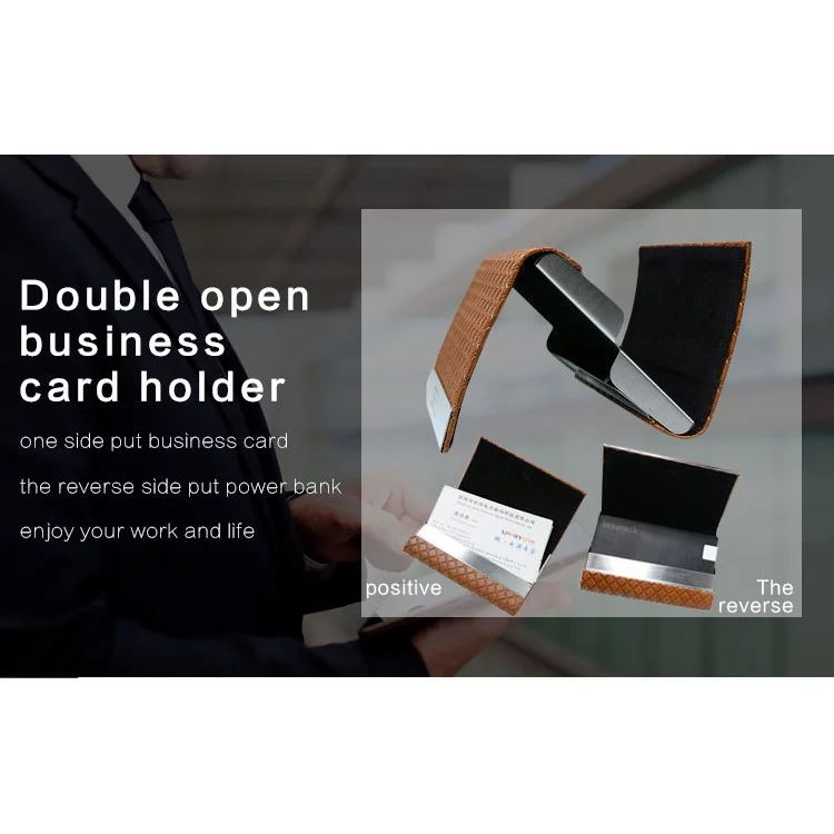 SEZU Double-sided Card Holder Pattern 1500mAh External Battery Pack Charger for Samsung - Silk Texture / Coffee