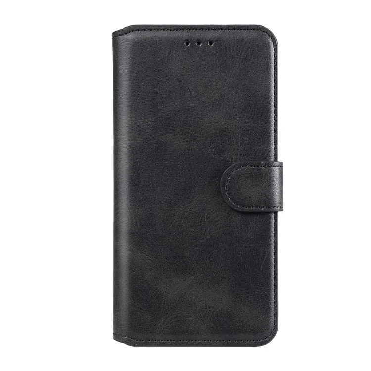 Funda de Teléfono de Cuero con Soporte Tipo Cartera Clásica para Huawei P40 Lite E / Y7p - Negro