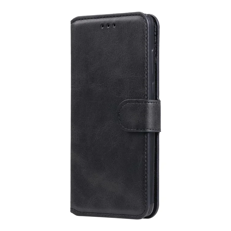 Funda de Teléfono de Cuero con Soporte Tipo Cartera Clásica para Huawei P40 Lite E / Y7p - Negro