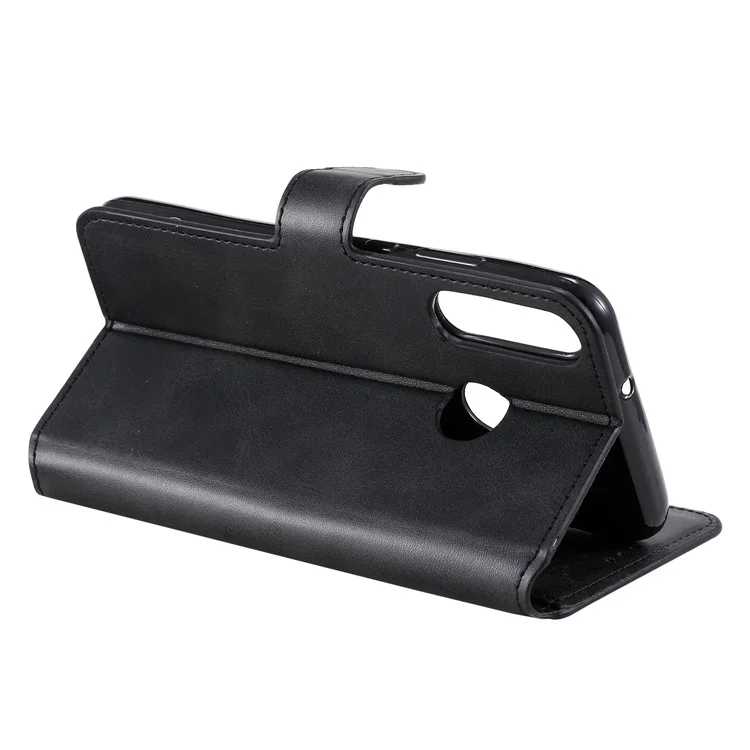 Funda de Teléfono de Cuero con Soporte Tipo Cartera Clásica para Huawei P40 Lite E / Y7p - Negro