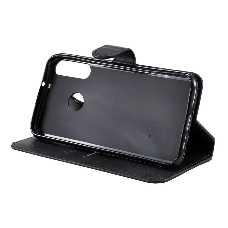 Funda de Teléfono de Cuero con Soporte Tipo Cartera Clásica para Huawei P40 Lite E / Y7p - Negro