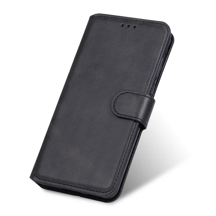 Funda de Teléfono de Cuero con Soporte Tipo Cartera Clásica para Huawei P40 Lite E / Y7p - Negro