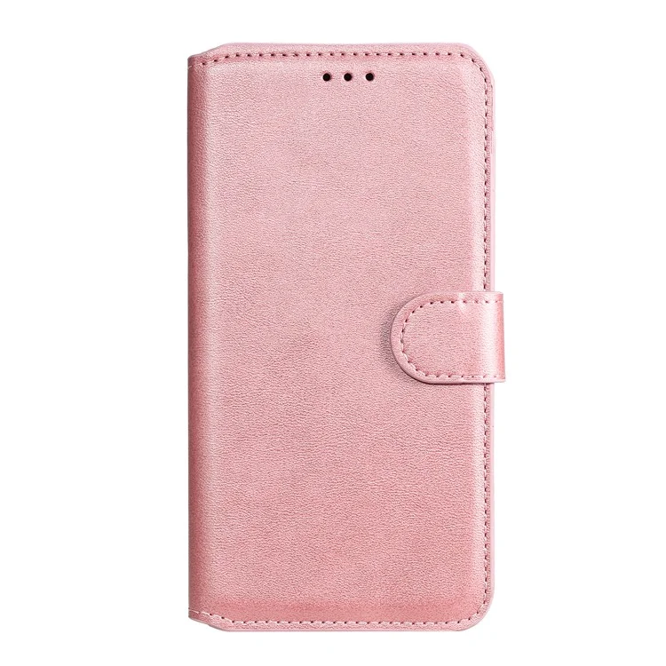 Классический кожаный чехол-книжка со складной подставкой для Huawei P40 Lite E / Y7p - Розовое золото