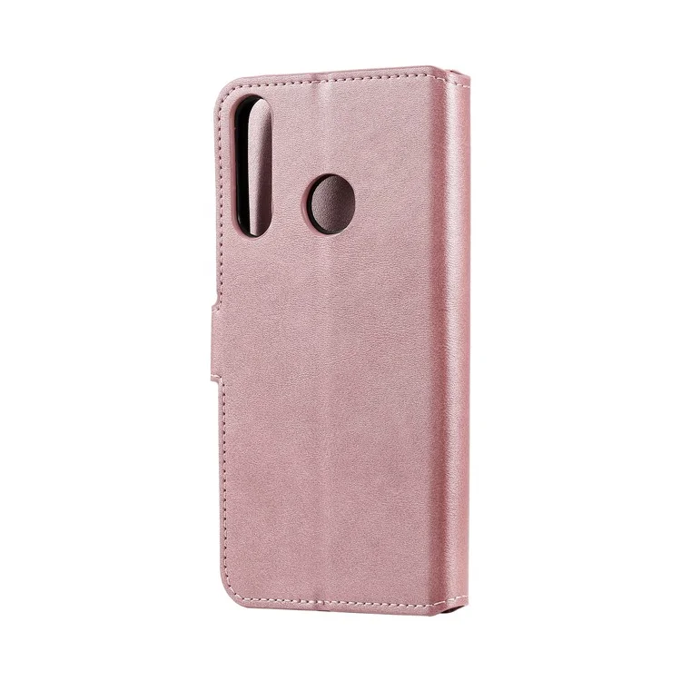 Классический кожаный чехол-книжка со складной подставкой для Huawei P40 Lite E / Y7p - Розовое золото
