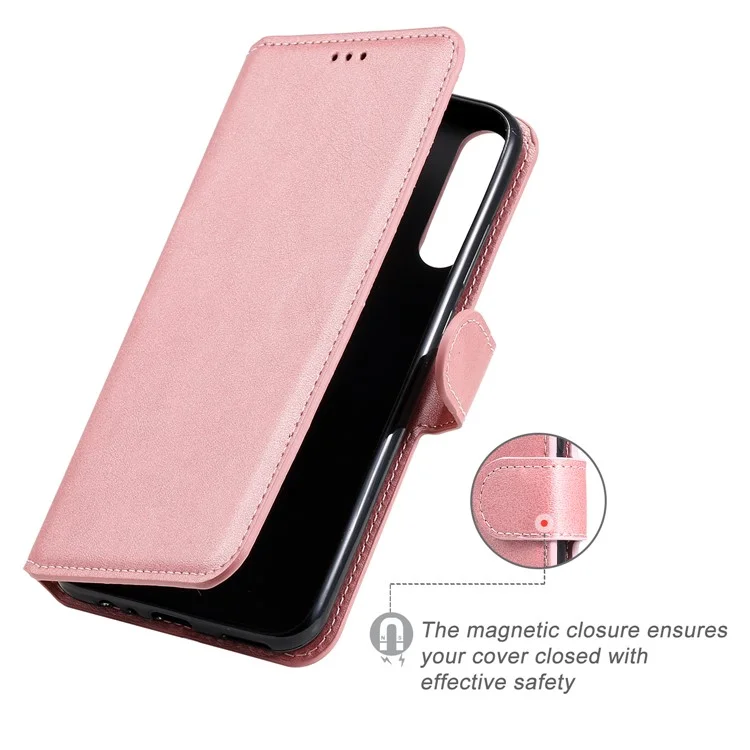 Klassischer Brieftasche Ständer Flip Leder Telefon Hülle Für Huawei P40 Lite E / Y7p - Roségold