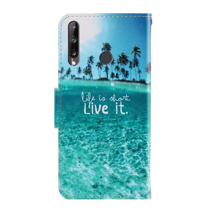 Pattern Printing Magnetic Leather Wallet Case with Strap for Huawei P40 lite E/Y7p/Honor 9C - English Characters