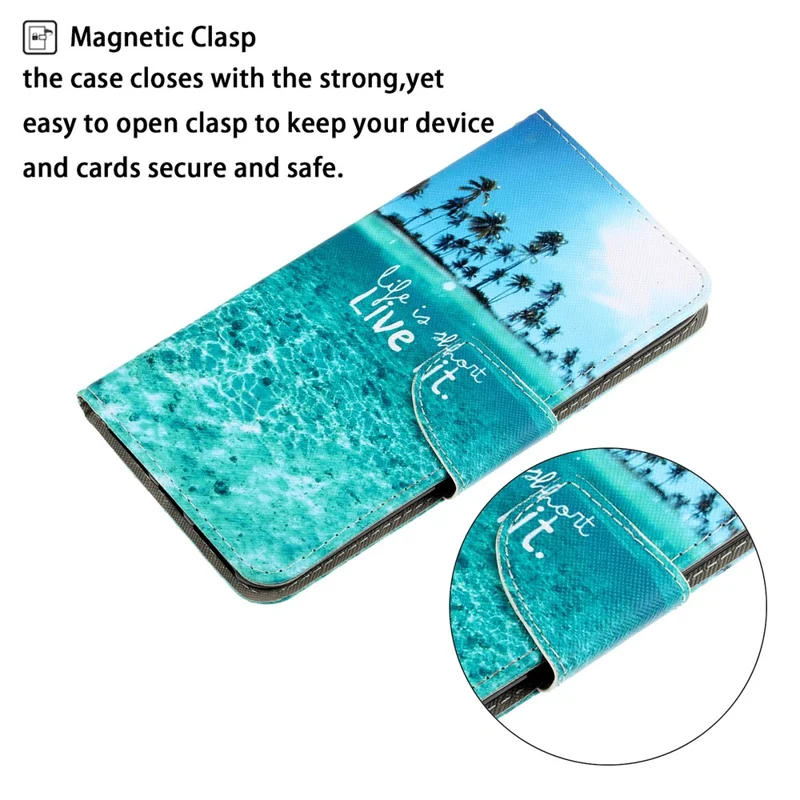 Pattern Printing Magnetic Leather Wallet Case with Strap for Huawei P40 lite E/Y7p/Honor 9C - English Characters