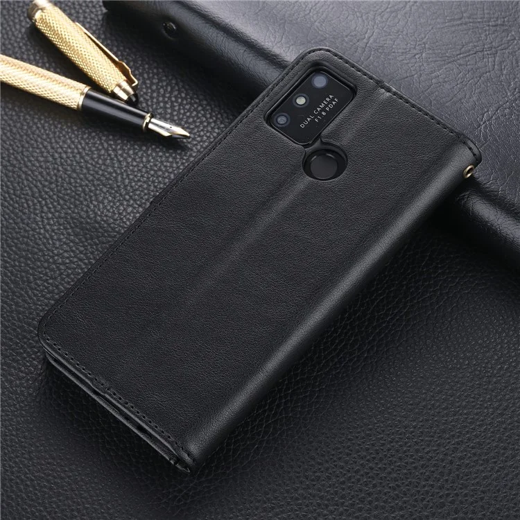 AZNS Leather Wallet with Stand Case for Honor 9A - Black