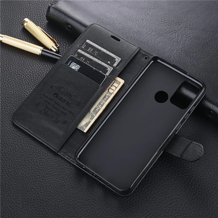 AZNS Leather Wallet with Stand Case for Honor 9A - Black