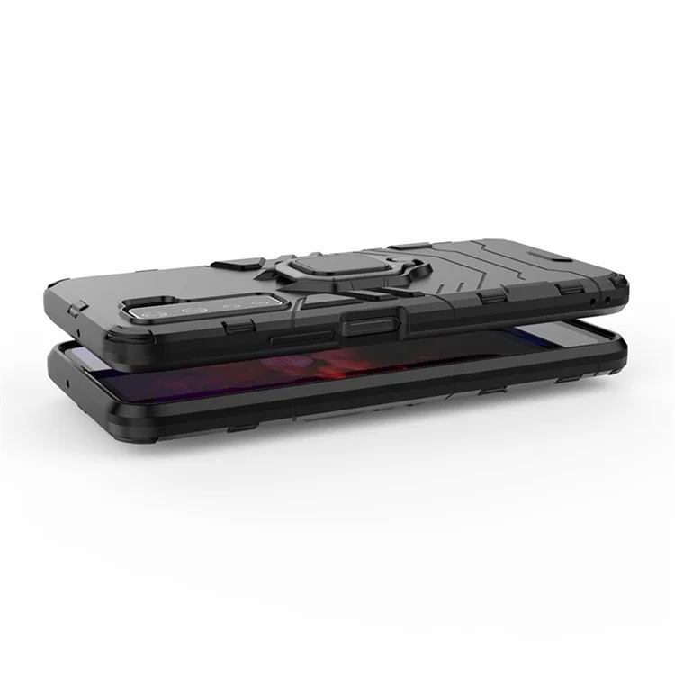 Funda de Teléfono Combo de Anillo Soporte Kickstand PC TPU para Huawei nova 7 SE/P40 Lite 5G - Negro