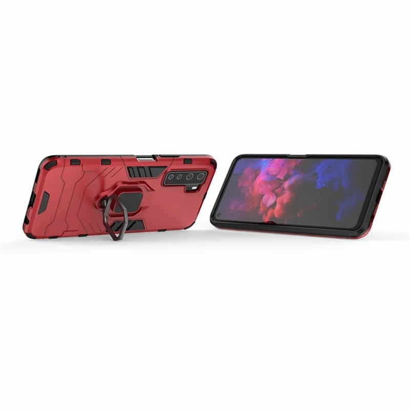 Ring Holder Kickstand PC TPU Combo Phone Cover for Huawei nova 7 SE/P40 Lite 5G - Red