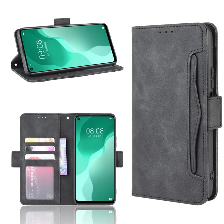 PU Leather with Multiple Card Slots Mobile Phone Shell for Huawei nova 7 SE/P40 Lite 5G - Black