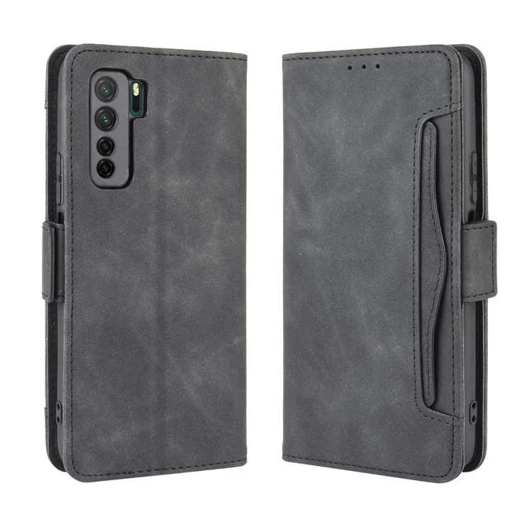 PU Leather Con Múltiples Ranuras Para Tarjetas Con Cáscara de Teléfono Móvil Para Huawei Nova 7 SE/P40 Lite 5G - Negro