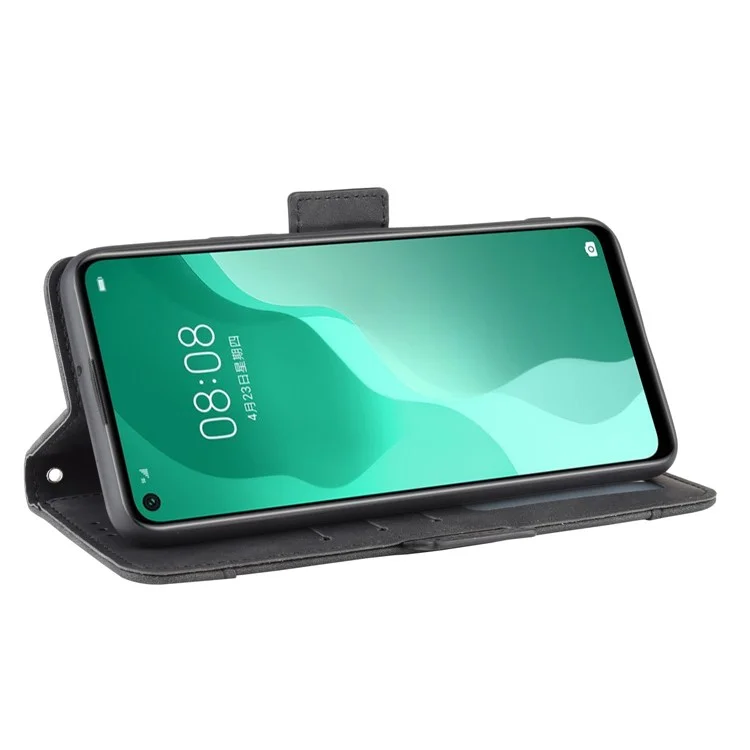 PU Leather Con Múltiples Ranuras Para Tarjetas Con Cáscara de Teléfono Móvil Para Huawei Nova 7 SE/P40 Lite 5G - Negro