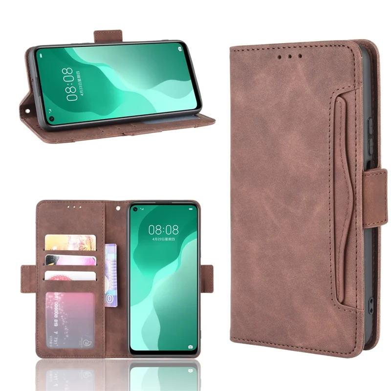 PU Leather with Multiple Card Slots Mobile Phone Shell for Huawei nova 7 SE/P40 Lite 5G - Brown
