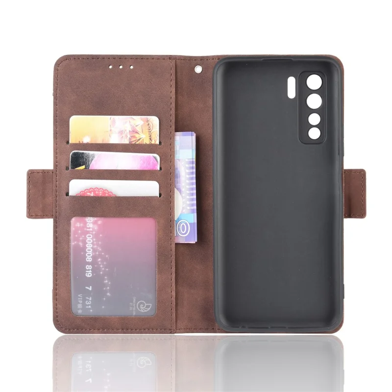 PU Leather with Multiple Card Slots Mobile Phone Shell for Huawei nova 7 SE/P40 Lite 5G - Brown