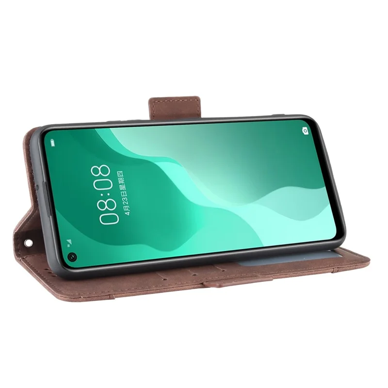 PU Leather with Multiple Card Slots Mobile Phone Shell for Huawei nova 7 SE/P40 Lite 5G - Brown