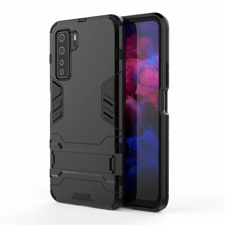 Plastica + Guscio TPU Con Cavalletto Per Huawei Nova 7 SE/P40 Lite 5G - Nero