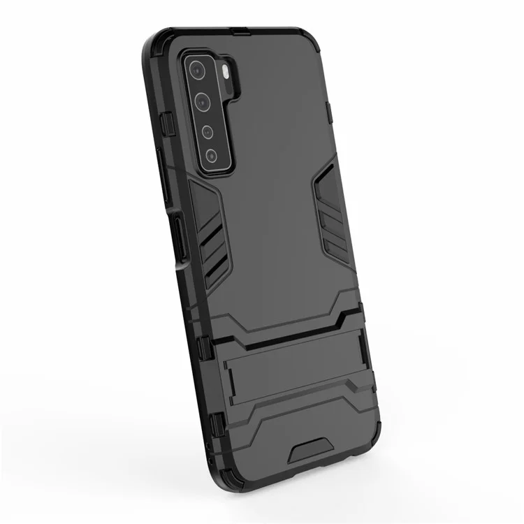 Plastica + Guscio TPU Con Cavalletto Per Huawei Nova 7 SE/P40 Lite 5G - Nero