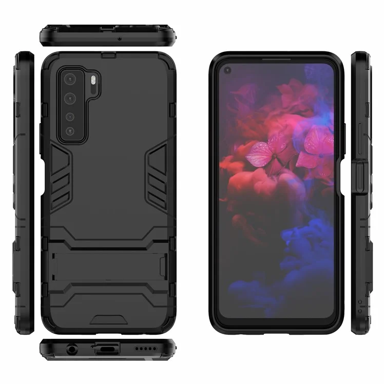 Plastica + Guscio TPU Con Cavalletto Per Huawei Nova 7 SE/P40 Lite 5G - Nero