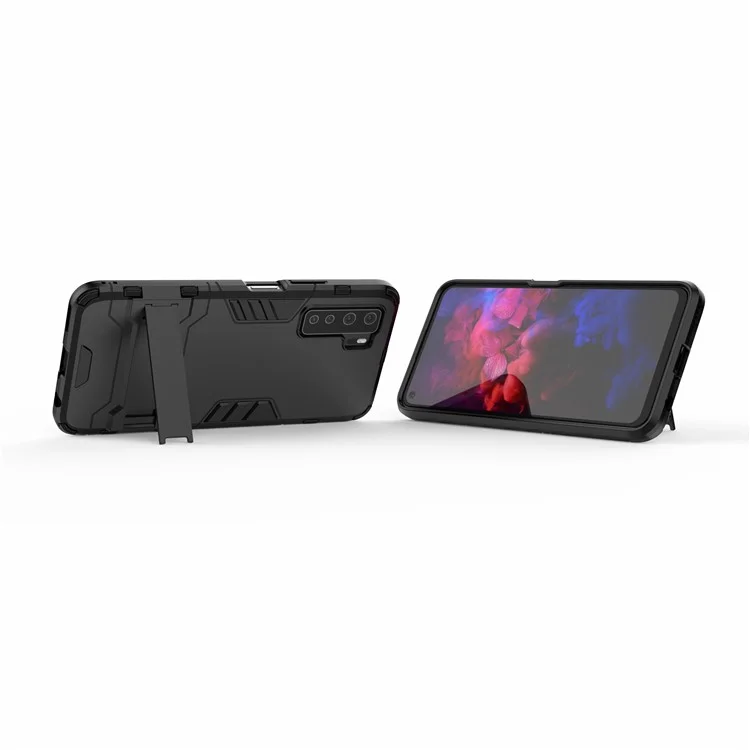 Plastica + Guscio TPU Con Cavalletto Per Huawei Nova 7 SE/P40 Lite 5G - Nero