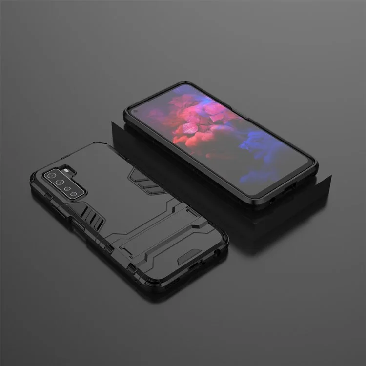 Plastica + Guscio TPU Con Cavalletto Per Huawei Nova 7 SE/P40 Lite 5G - Nero