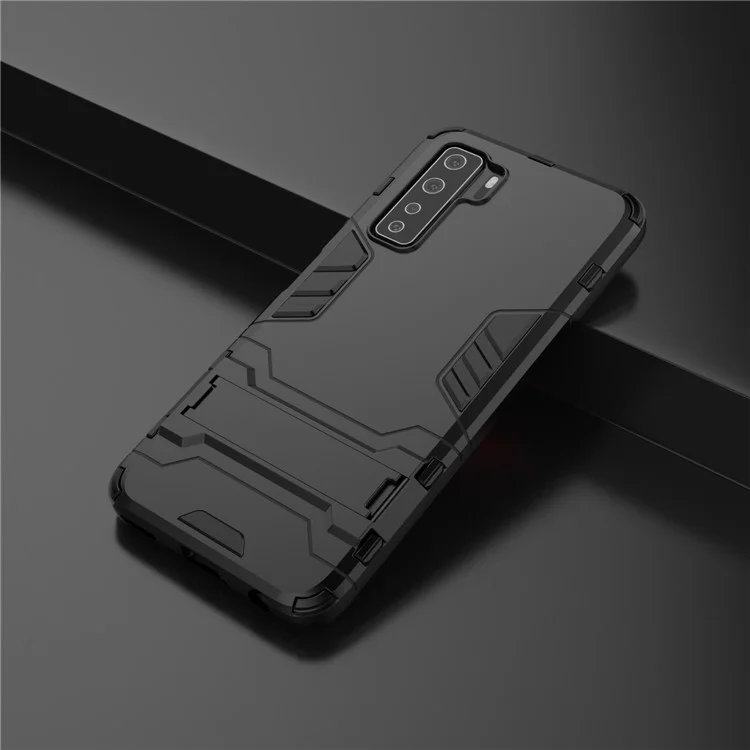 Plastica + Guscio TPU Con Cavalletto Per Huawei Nova 7 SE/P40 Lite 5G - Nero