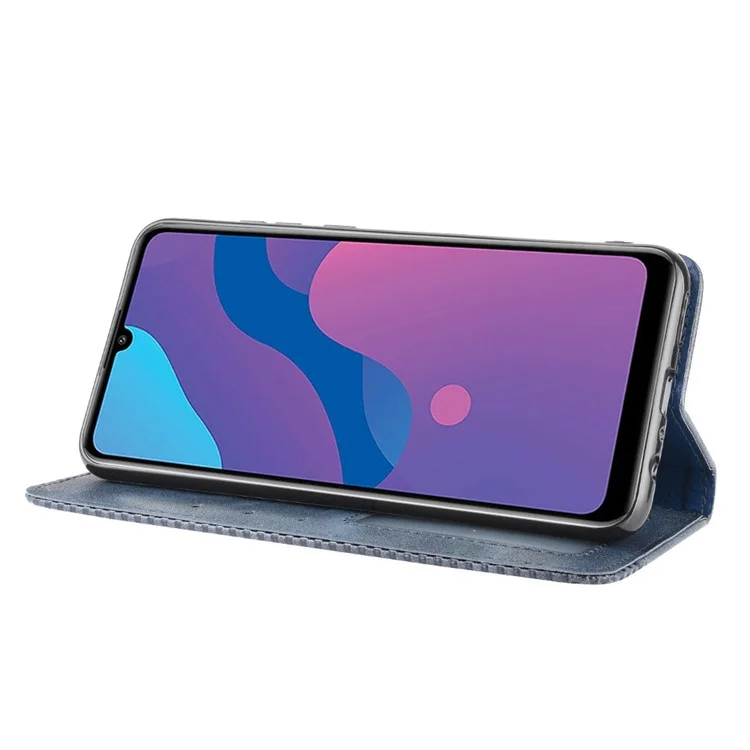 Étui de téléphone portefeuille en cuir de style vintage pour Honor 9A/Play 9A - Bleu