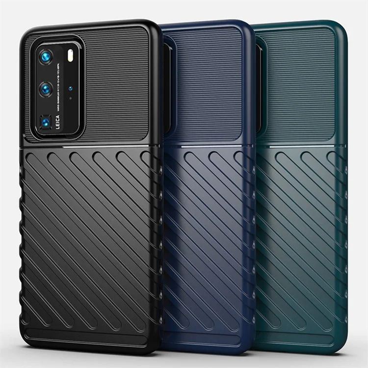 Thunder Series Twill Skin Soft TPU Case for Huawei P40 Pro - Black