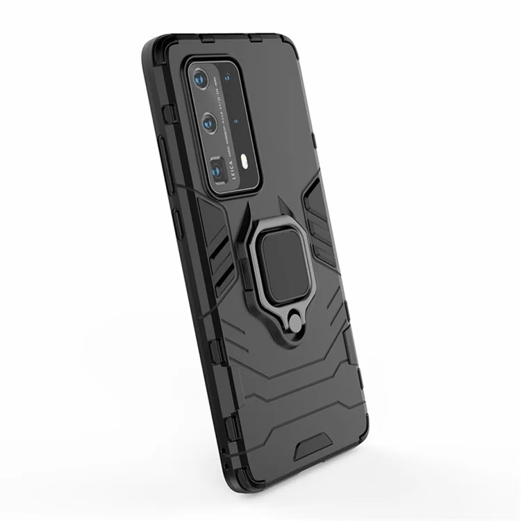 Cool Guard PC + TPU Hybrid Phone Cover with Kickstand for Huawei P40 Pro Plus - Black