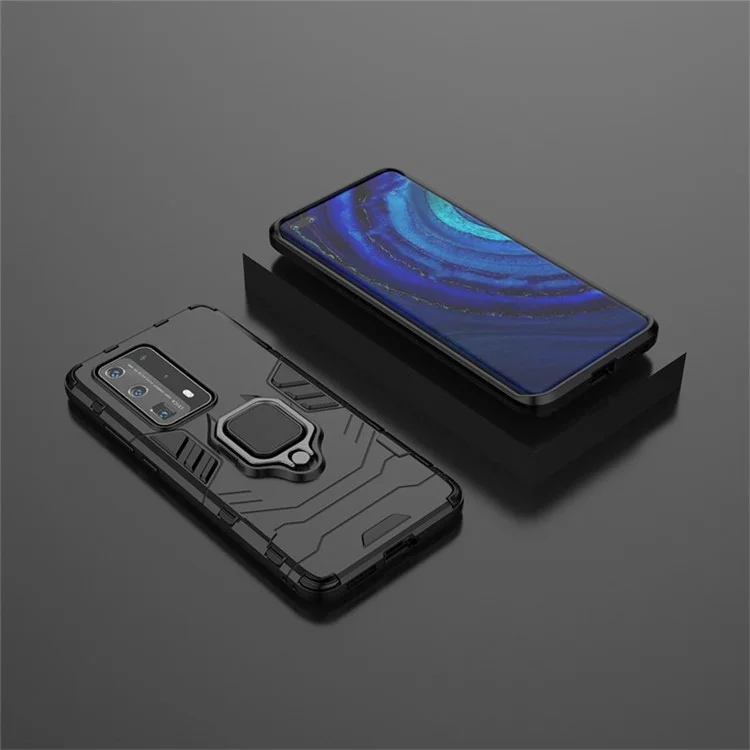 Cool Guard PC + TPU Hybrid Phone Cover with Kickstand for Huawei P40 Pro Plus - Black