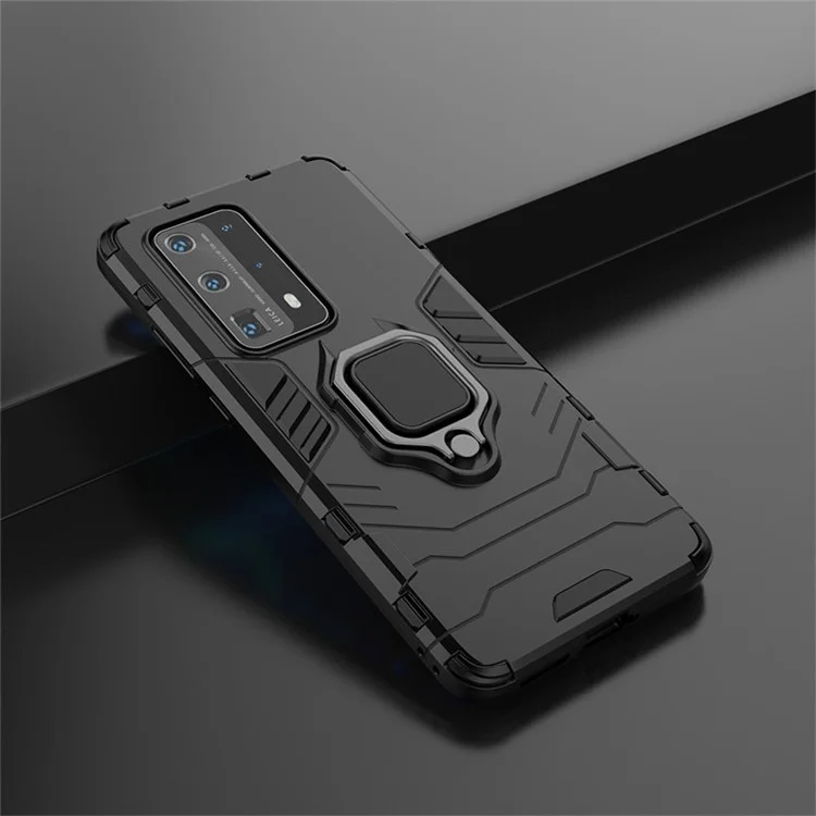 Cool Guard PC + TPU Hybrid Phone Cover with Kickstand for Huawei P40 Pro Plus - Black