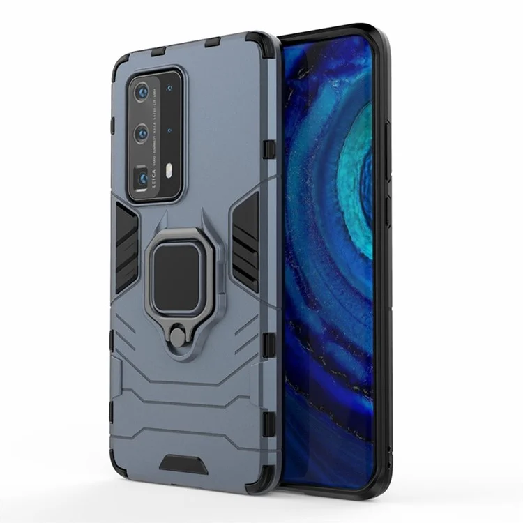 Custodia per telefono ibrida in plastica rigida + TPU con supporto per Huawei P40 Pro Plus - Blu