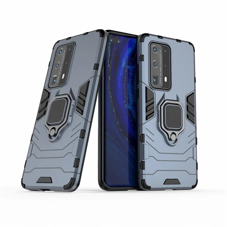 Custodia per telefono ibrida in plastica rigida + TPU con supporto per Huawei P40 Pro Plus - Blu