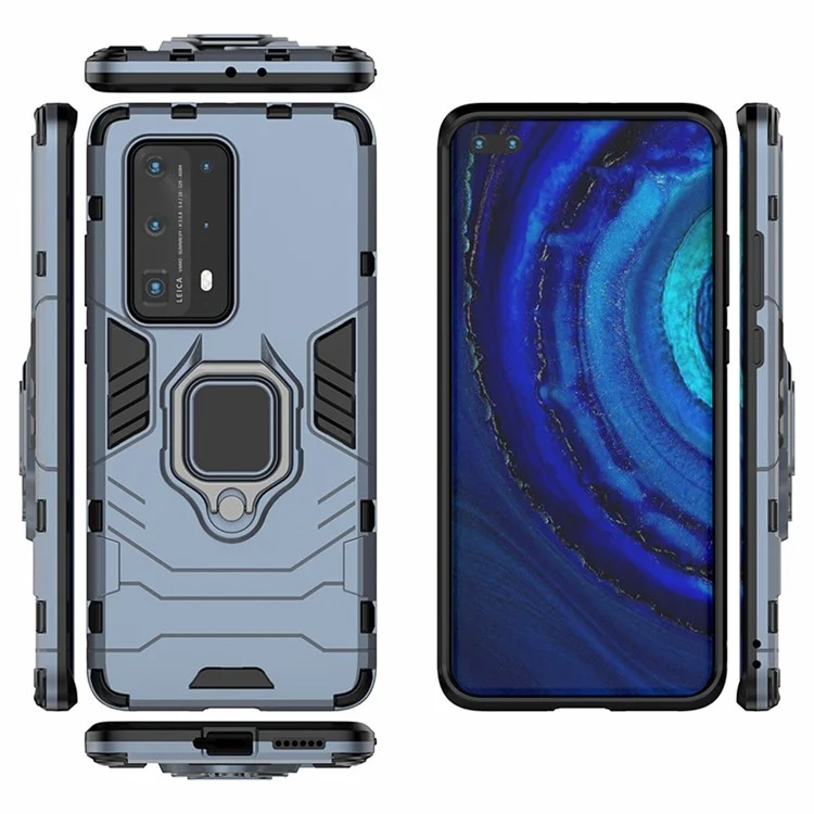 Custodia per telefono ibrida in plastica rigida + TPU con supporto per Huawei P40 Pro Plus - Blu