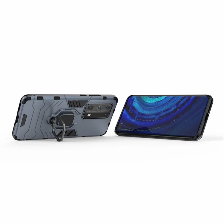Custodia per telefono ibrida in plastica rigida + TPU con supporto per Huawei P40 Pro Plus - Blu