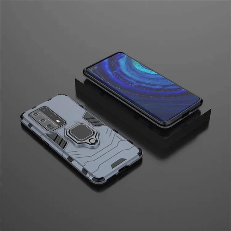 Custodia per telefono ibrida in plastica rigida + TPU con supporto per Huawei P40 Pro Plus - Blu