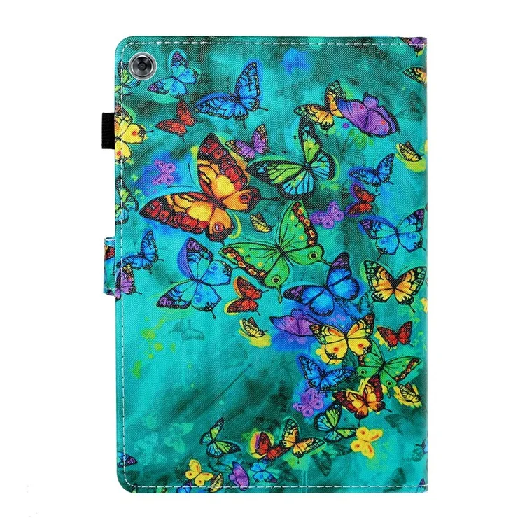 Muster Druckstillstandskarte Ledertasche Für Huawei MediaPad M5 Lite 10 - Bunte Schmetterlinge