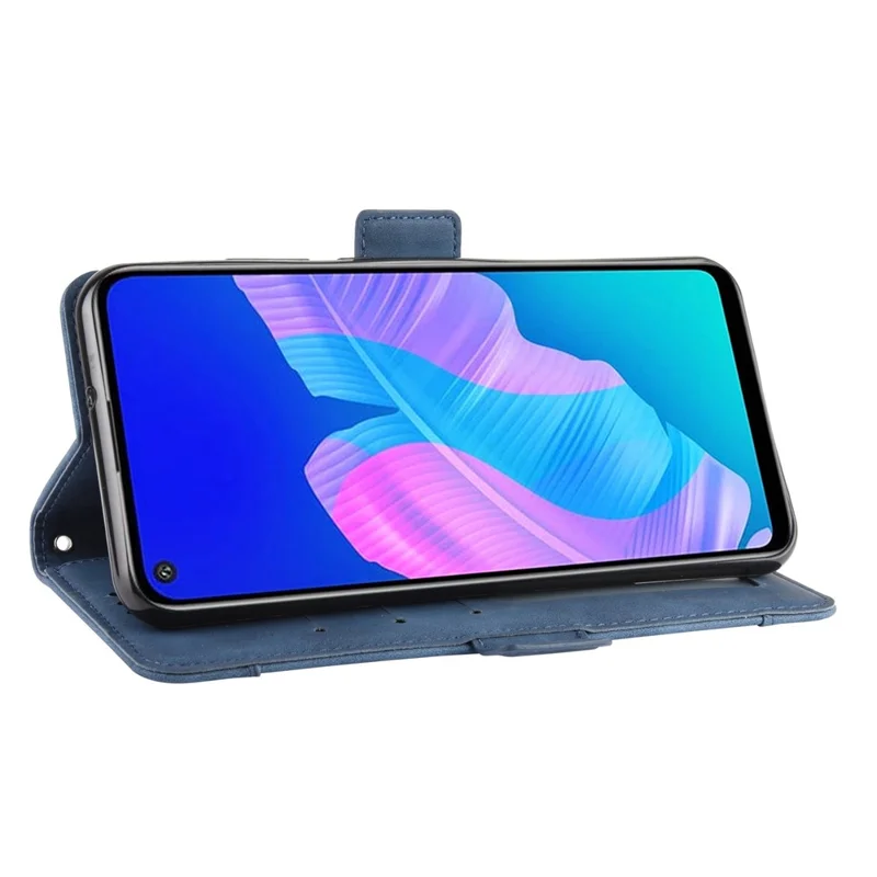 Couro De Carteira Com Capa De Suporte Para Honra 9c / Huawei P40 Lite E / Y7p - Azul