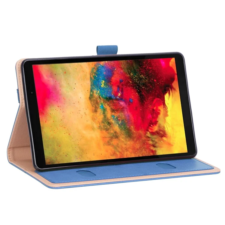 WY-2099 for Huawei MatePad T8 Leather Tablet Case with Elastic Band and Hand Strap - Blue