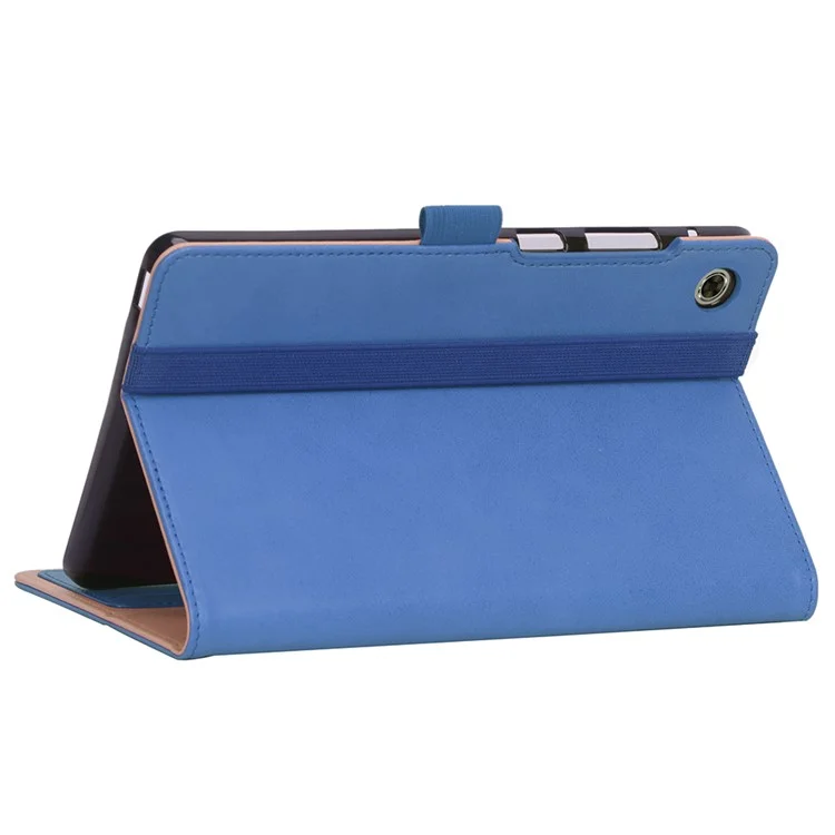 WY-2099 for Huawei MatePad T8 Leather Tablet Case with Elastic Band and Hand Strap - Blue